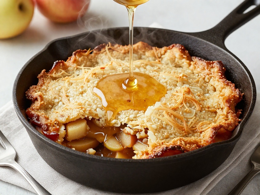 Skillet apple crisp with cider glaze